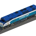 Blue COASTER Locomotive Model Number 2105 with Detailed Design on Railway Track