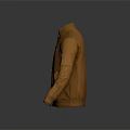 Stylish Brown Leather Jacket With Stand Up Collar And Front Zipper