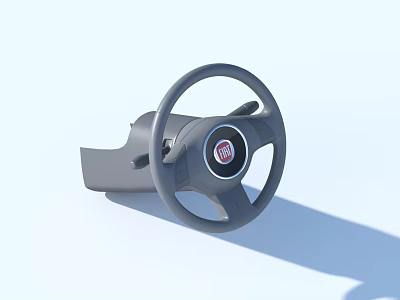 FIAT Car Steering Wheel With Modern Gray Design And Brand Logo 3d model