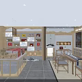 Chinese Style Specialty Store With Display Counters Shelves Products Traditional Decorations Wooden Tables And Chairs