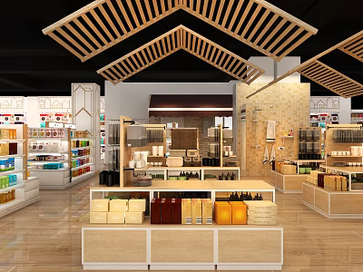 Supermarket General Merchandise Store With Diverse Products Spacious Layout And Bright Shopping Environment 3d model