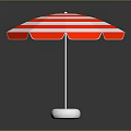 Red And White Striped Outdoor Umbrella With Stable White Base For Daily Use