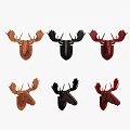 Set of Six Deer Head Plate Decor with Modern Designs and Various Colors