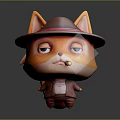 Cute Orange Cat Game Movie Character Wearing Hat With Cigar And Sleepy Eyes In Jacket