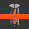 Orange Seaplane Model With Floats And Wings On Dark Background