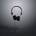 Red Black Over Ear Headphones Wired Design Comfortable Stylish Electronic Device 3d model