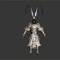 Monkey Warrior Character In Ornate Armor With Feathered Headdress And Staff