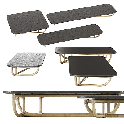 Modern Coffee Table Designs With Metal Frame And Wood Top Variations 3d model