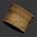 Intricate Animal Patterned Brown Woven Basket Tilted On Dark Background 3d model