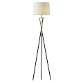Modern Floor Lamps With Metal Stand And Fabric Shade In Black And Gold
