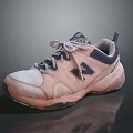 New Balance Beige And Navy Casual Sneakers With Laced Design And Worn Look