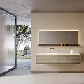 Modern Bathroom Interior With Wall Mounted Cabinet Backlit Mirror And Ceramic Sink