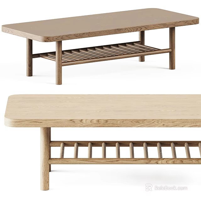 Modern Dressing Table With Two Tier Design And Natural Oak Finish For Bedroom 3d model 