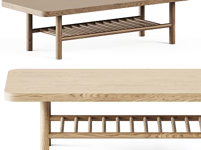 Modern Dressing Table With Two Tier Design And Natural Oak Finish For Bedroom 3d model