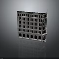 Detailed White Building Model With Multiple Floors Arched Windows And Green Roof