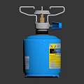Blue Gas Cylinder With Metal Stand And Safety Valve Blue Knob Design