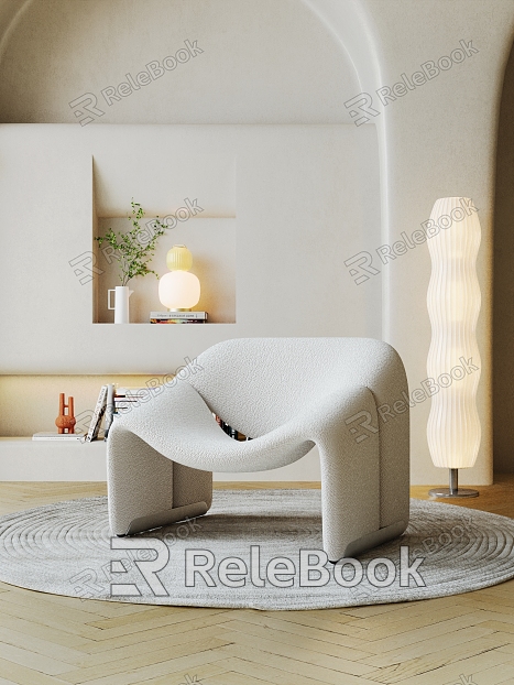 Cream Style Smile Chair Modern Leisure Chair model