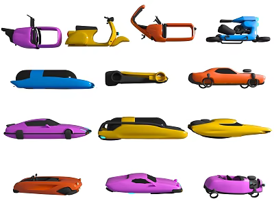 Colorful Small Toy Vehicles Featuring Diverse Shapes Vibrant Colors And Unique Designs 3d model