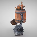 Barrel robot sci-fi robot mecha man 3d model
