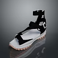 Casual Women's Black And White Sandals With Pink Edge Sole For Everyday Wear