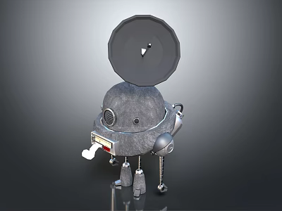 Mechanical Robot Character With Circular Top Lens Body And Leg Like Structures 3d model