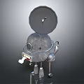 Mechanical Robot Character With Circular Top Lens Body And Leg Like Structures 3d model