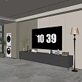 Modern TV Stand With TV Floor Lamp Decorative Items And Storage