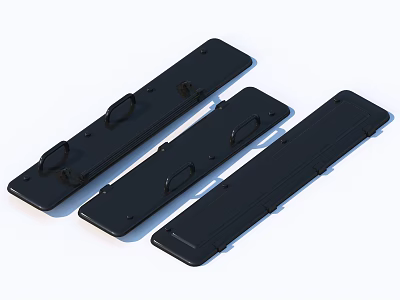 Black Metal Mounting Plates With Handles And Holes For Three Pieces 3d model