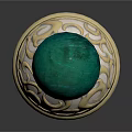 Decorative Green Marble Sphere on Gold White Ornate Base Home Living Essential