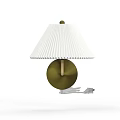 Modern Wall Lamp With White Pleated Lampshade And Brass Base Design