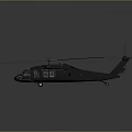 Dark Green Military Utility Helicopter With Main Rotor Blades And Landing Gear