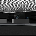 Design Innovation Exhibition Space With Modern White Display Counters And Lighting
