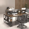 Modern Industrial Solid Wood Office Desks With Partitions For Spacious Open Plan Team Workplace