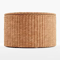 Light Brown Handwoven Round Storage Box With Lid For Home Storage