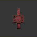 Red Tracked Military Vehicle With Skull Design And Large Front Cannon