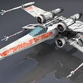 Detailed X Wing Starfighter Model With Red Stripes Metallic Finish And Engines