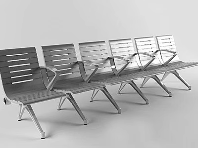 Modern Public Chairs With Metal Frame Multiple Seats And Armrests 3d model