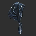 Dark Blue Plaid Headscarf With Knotted Design And Soft Fabric Texture