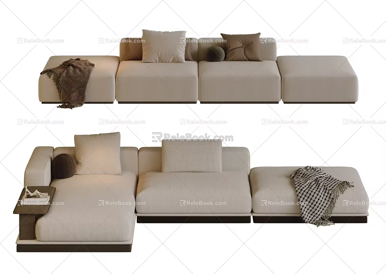 Cream style sofa three-seat sofa multi-person sofa sofa corner sofa 3d model