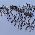 Large Group of People Walking Together on White Background Scene