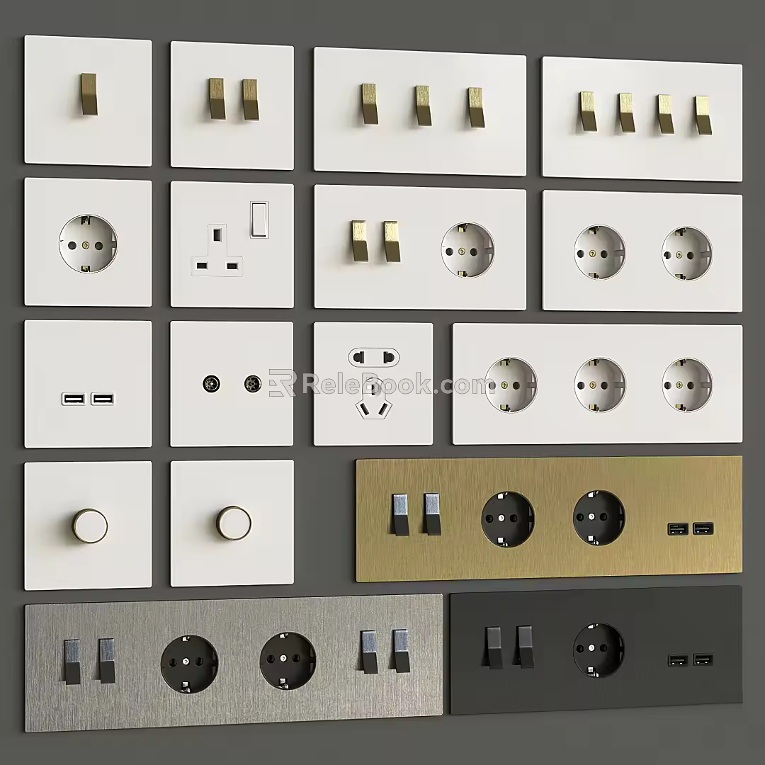 Modern switch socket combination 3d model