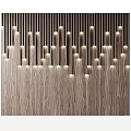 Modern Wooden Background Wall Design With Vertical Slats And Built-in Lights