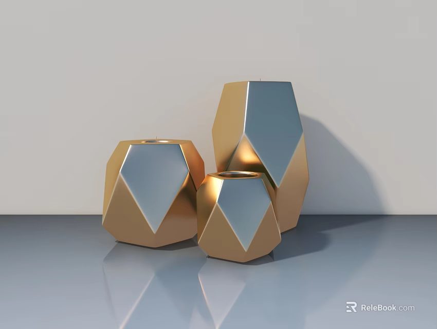 Modern Sleek Swing Door With Geometric Design And Metallic Finish For Interior 3d model 