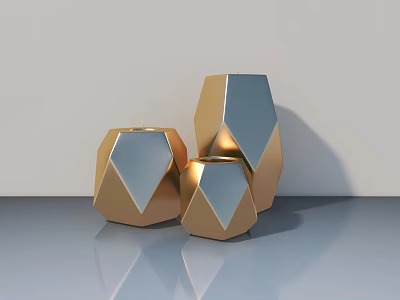 Modern Sleek Swing Door With Geometric Design And Metallic Finish For Interior 3d model