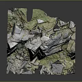 Detailed Realistic Rock Cliff Model With Layered Strata Green Grass And Stones