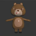 Brown Bear 3D Character Model With Angry Expression And Simple Cartoon Design 3d model