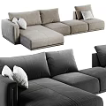 Modern Gray Fabric Sectional Sofa with L shaped Design and Soft Cushions 3d model