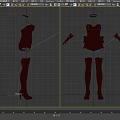Blue Bow Top With White Shorts Brown Belt Arm Cuffs And Black Thigh High Boots