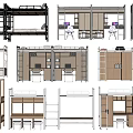 Modern Bunk Beds With Multiple Styles Desks Storage Cabinets And Ladders 3d model
