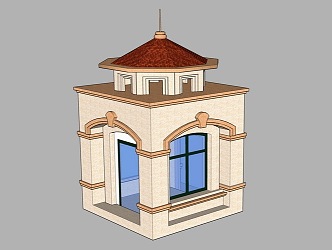 European-style sentry box 3d model